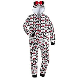 Disney Tsum  Tsum Minnie Mickey Mouse Hooded One-Piece Pajamas Onesie Medium